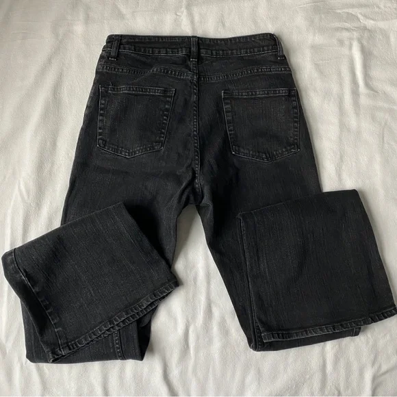 Brandy Melville Flare Jeans Dark Grey Faded Black Denim - Picture 6 of 10